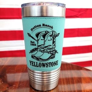 Teal YS leather tumbler